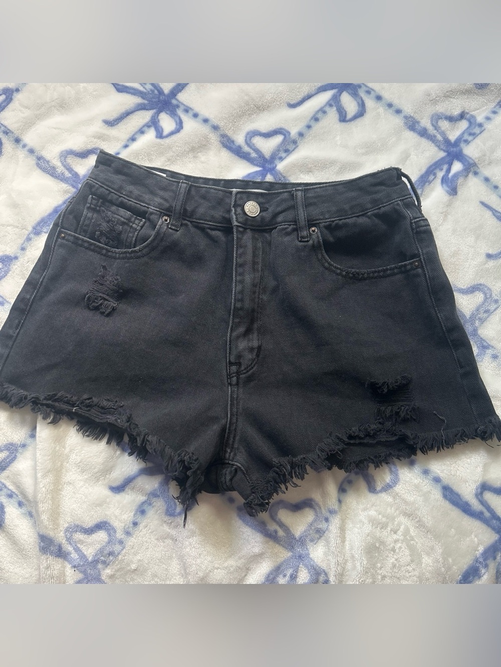 PacSun Black Distressed High-Rise Denim Shorts